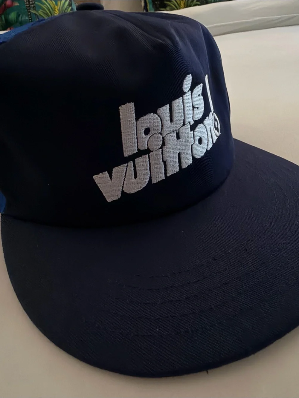 Louis Vuitton Navy Cap with White Embroidered Logo